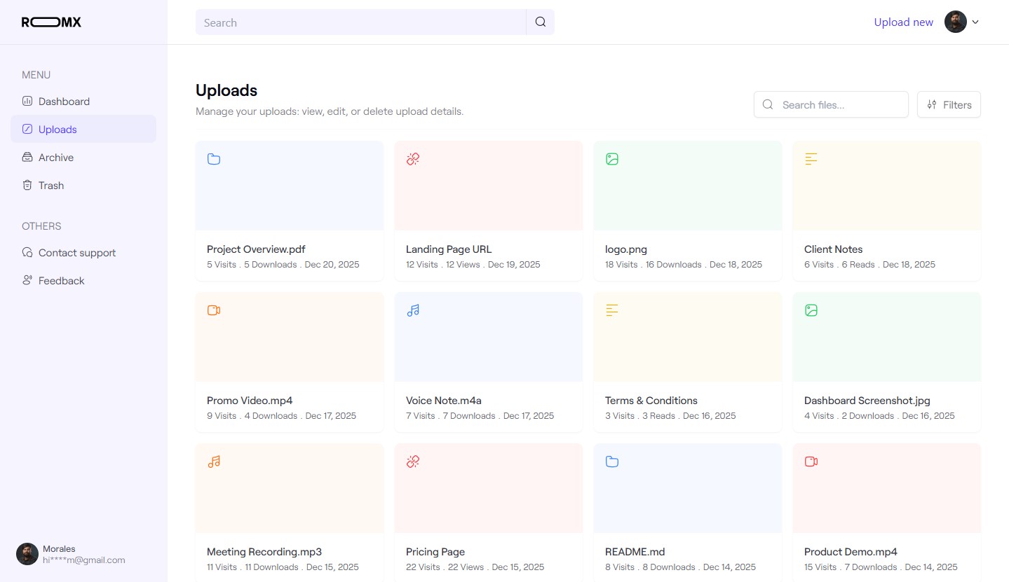 ROOOMX Dashboard Screenshot